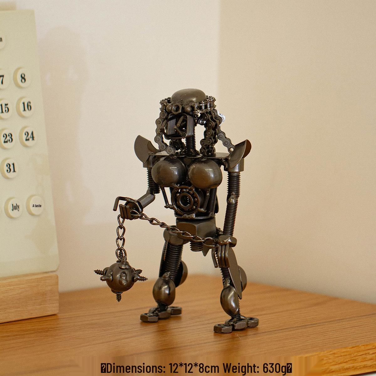Iron-Blooded Steel Warrior Skull Robot Metal Ornament for Home or Hotel Décor