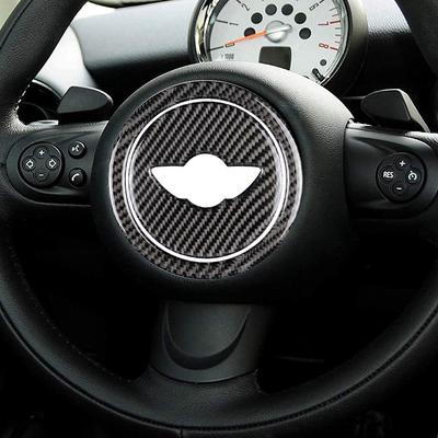 Adesivo de emblema para volante de carro em fibra de carbono para acessórios da série Mini Cooper R55 R56 R