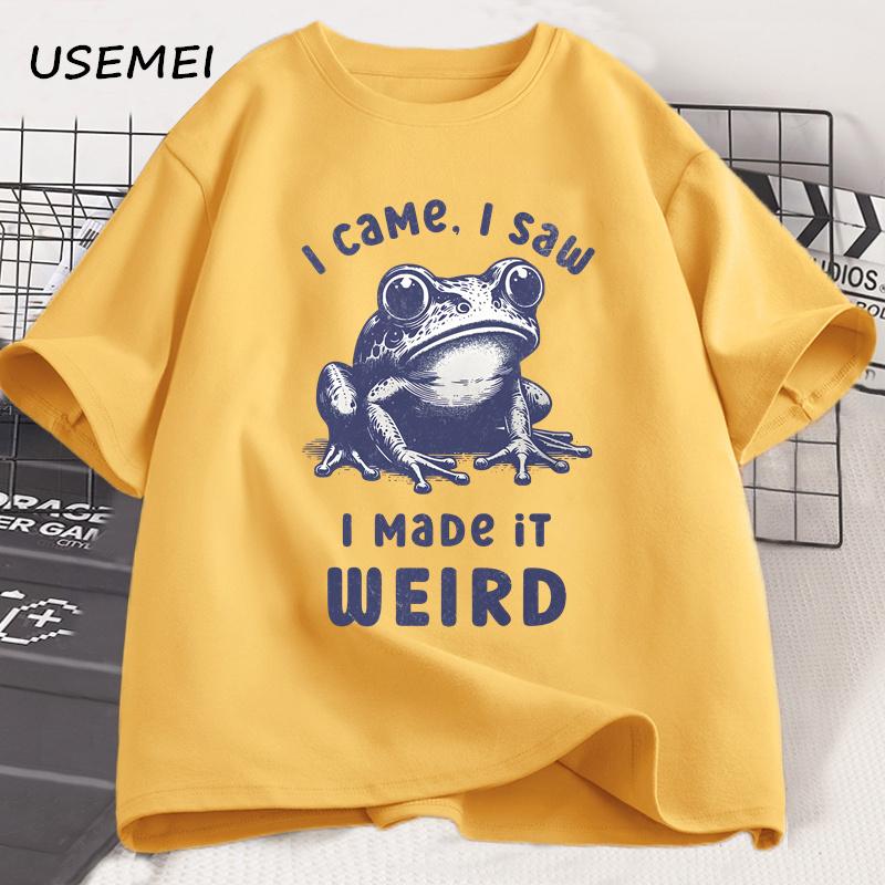 Zrobiłem to dziwne T-shirty Śmieszny dziwny humor T-shirt Żaba Koszulka Frogcore Dziwny nadrukowany T-shirt Odzież męska Streetwear Top