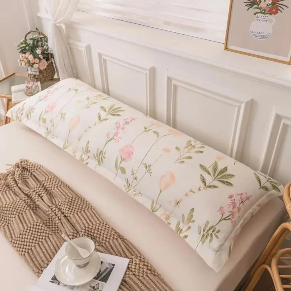 Taie d'oreiller longue confortable en coton doux, double taie d'oreiller longue, imprimés et couleurs unies, décoration de la maison, 120/150/180 cm, 1 pièce
