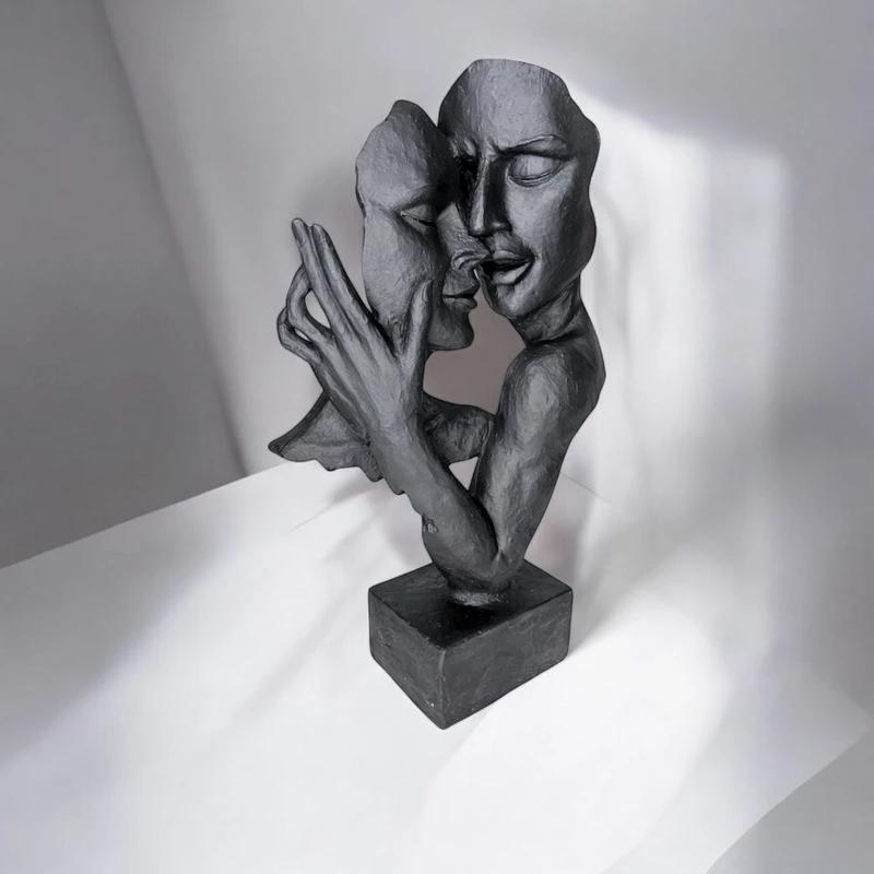 Modern Decorative Figurine - Decorative Sculpture Faces Lovers - FaceS Black