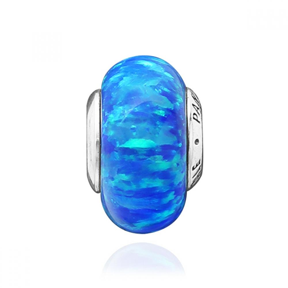 

Pandora 791691c02 Opalescent Ocean Deep Blue Murano Silver Charm 791691C02