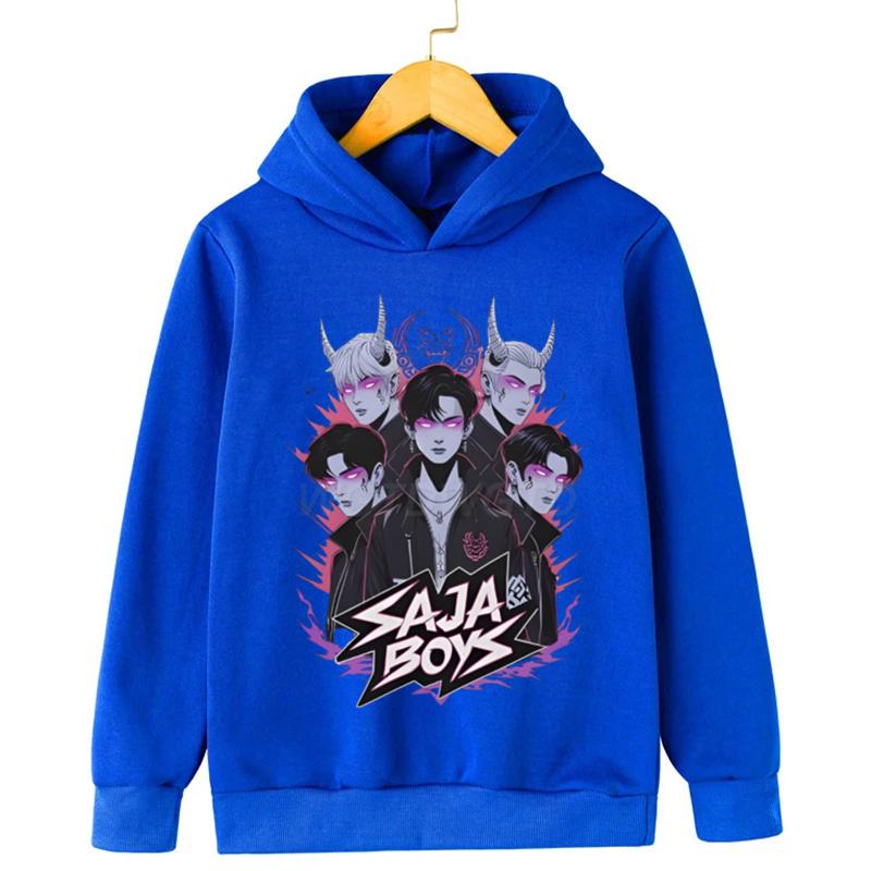 Anime Kpop Demon Hunters Saja Boys Hoodies Long Sleeve Casual Sweatshirt Harajuku Pullover Fans Gift Children's Boy Hooded Sweatshirts