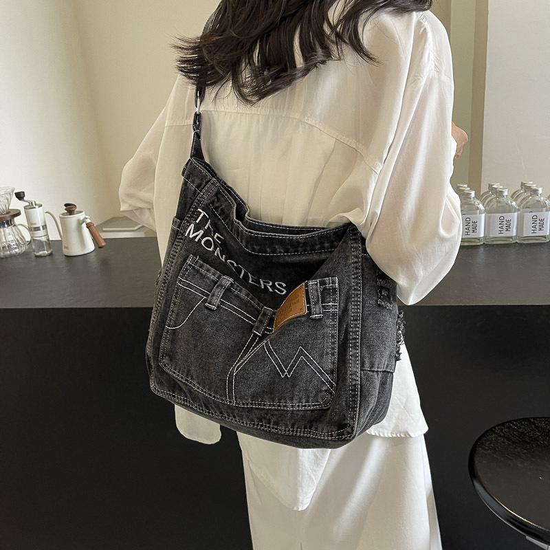 New Washed Denim Bag Women's Bag Travel Trend Large-capacity Shoulder Bag Lazy Wind Student Commuter Crossbody Bag