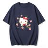 2026 New Summer HelloKitty Cute Graphic Tee Casual Short Sleeve Cotton Top for Women Girls Kawaii Cartoon Print Streetwear