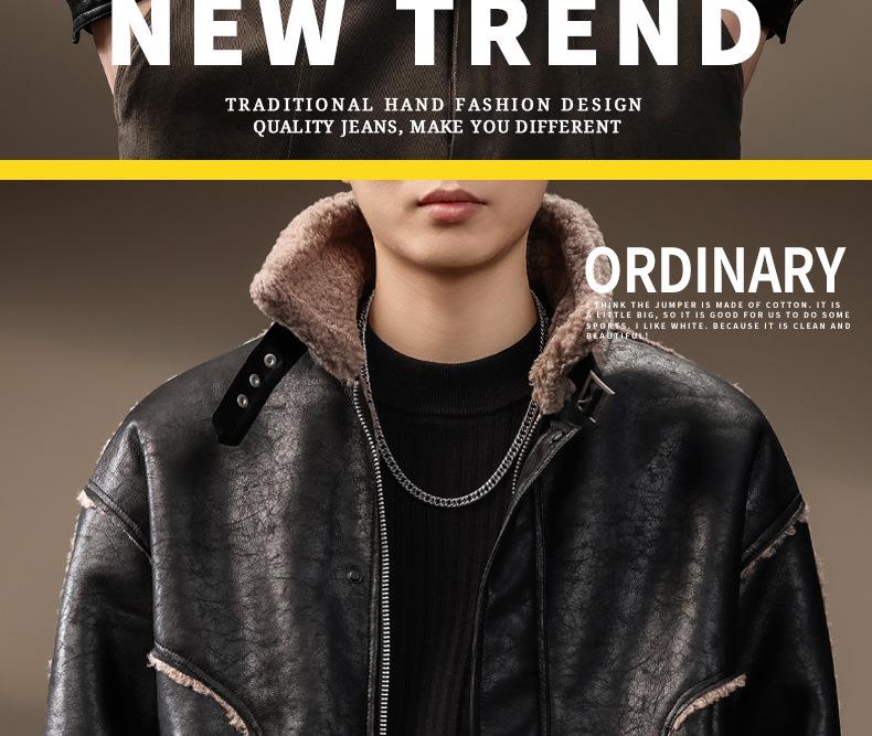 Herren Retro Leder & Pelz Baumwolljacke - Warm, Lässig, Locker geschnitten Winter Oberbekleidung