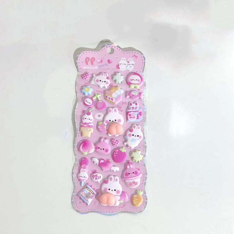 3D Cartoon Animal Butt Peach Sticker Self-Adhesive DIY Decal for Phone Case Scrapbook Stress Relief Art Craft Supply for Kids