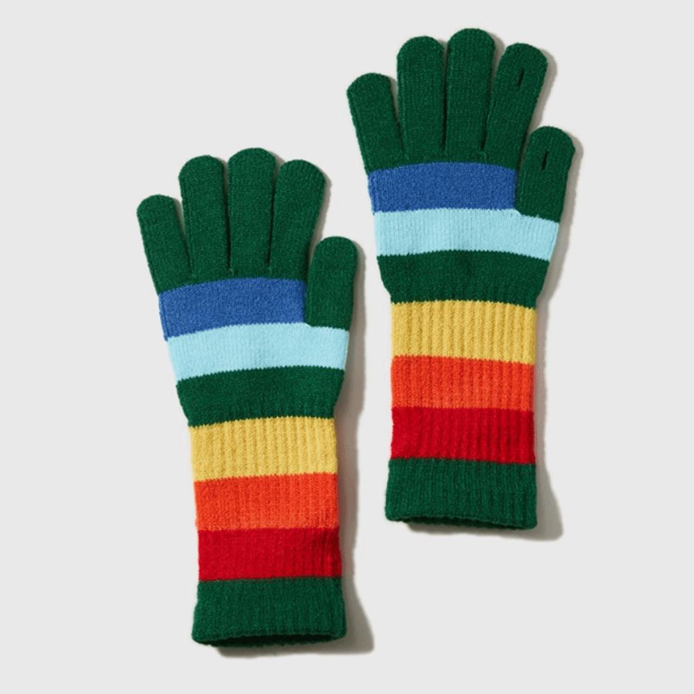Fashionable Rainbow Open Finger Gloves Warm Windproof Knitted Mittens Thickened Touch Screen Gloves Girl