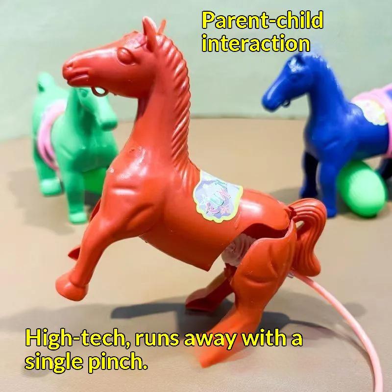 Squeeze Air Powered Horse Toy Classic Vintage Plastic Jumping Horse Toy Kids Interactive Party Favor Toy