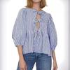 Spring and Summer Sweet and Casual Lace-up Striped Women's Blouses & Shirts