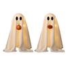 Halloween Lighted White Ghost Spooky LED Light-Up Velvet Cloth Ghost with Pumpkin for Holiday Home Kitchen Fireplace Tabletop Decor