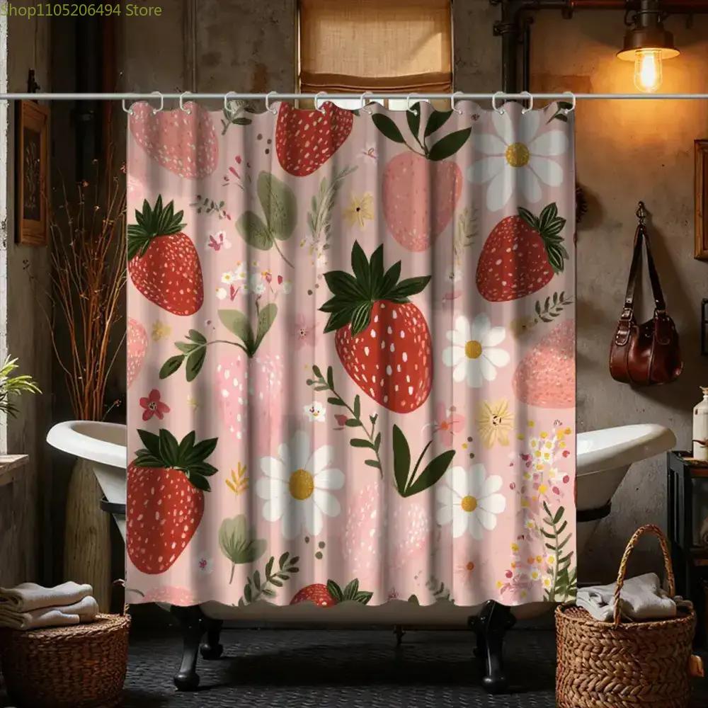 1pc of Bathroom Shower Curtain, Orchard Harvest Day, Fruit Festival Shower Curtain, Includes 12 Hooks, 180x180cm Bathroom Curt