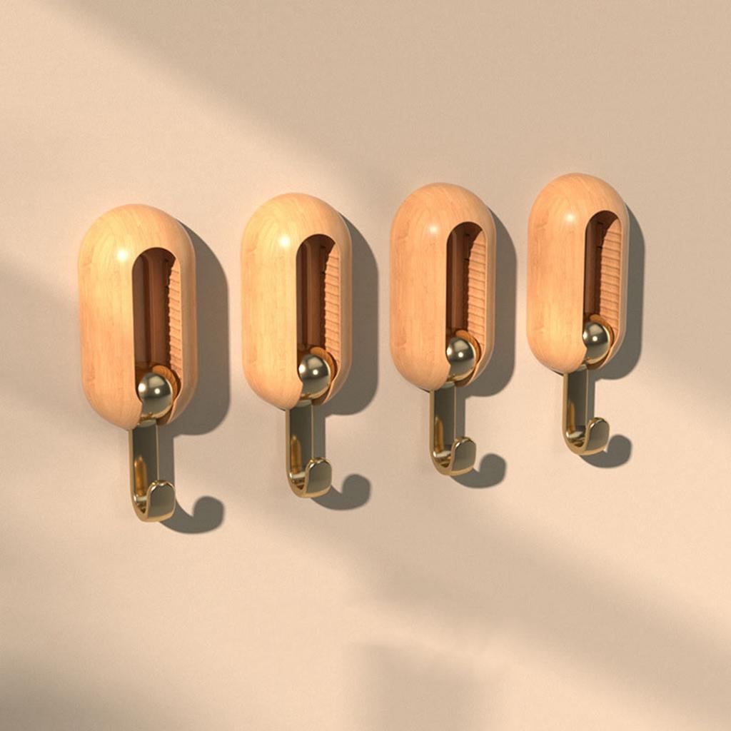 4pcs Self Adhesive Hooks Multipurpose Modern Minimalism Style Punch Free Strong Load Bearing Wall Coat Hooks Nature