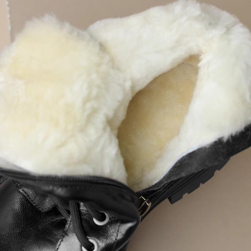 Soft leather version~ fur integrated snow boots women's Northeast cotton shoes 2025 new winter velvet thickened warm short boots