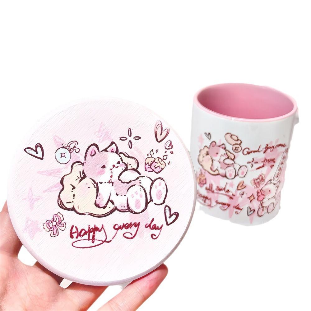 Cartoon Lucky Kitten Mug Ins Feng Gaowei Coffee Cup Water Cup Cute Pink Souvenir Gift