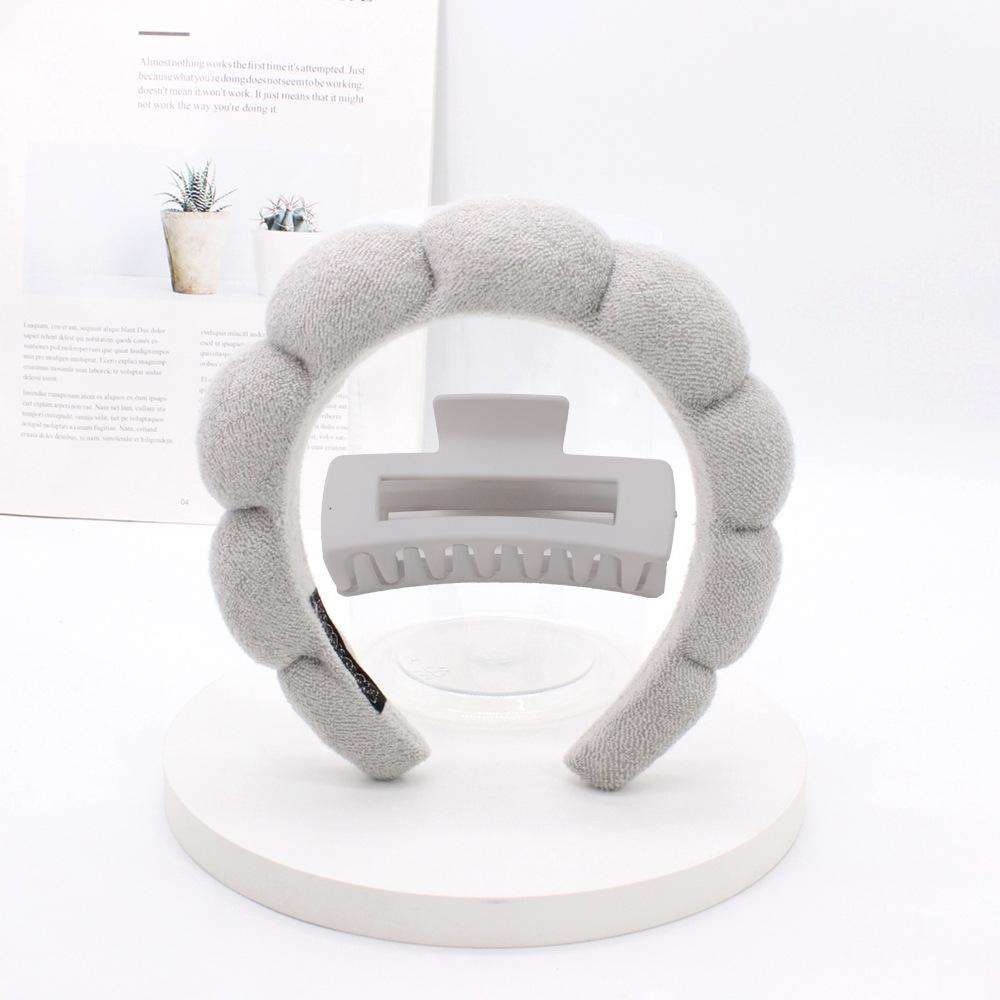 2PCS Spa Headband for Washing Face Hair Clips Set Sponge Makeup Headbands Hair Claw Clips for Women Hair Accessories