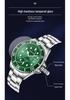 Sanda Steel Band Men's Quartz Watch with Simple Calendar, Waterproof, Green Dial