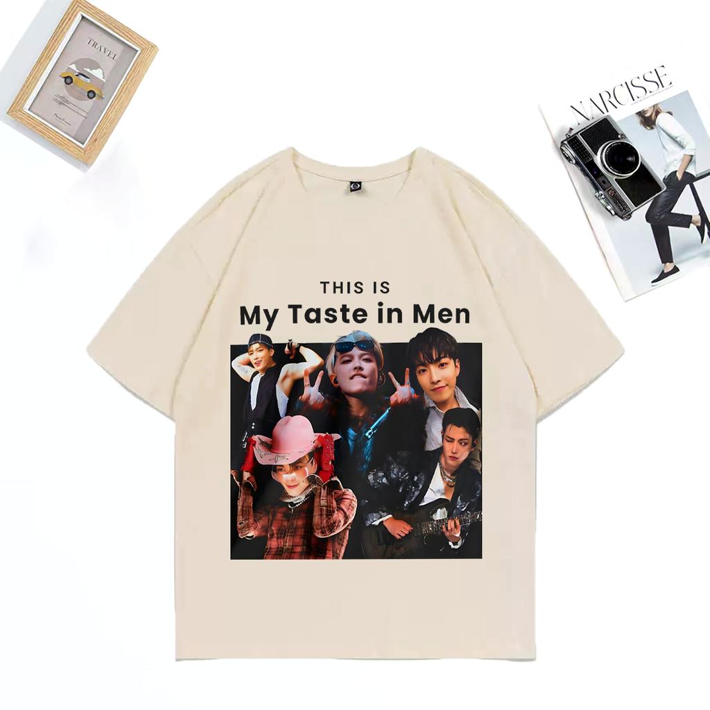 Ateez Hongjoong My Taste Cool Graphics T Shirt Men Women's Fashion Tops Cotton Hip Hop Short Sleeve Summer Unisex T-shirt