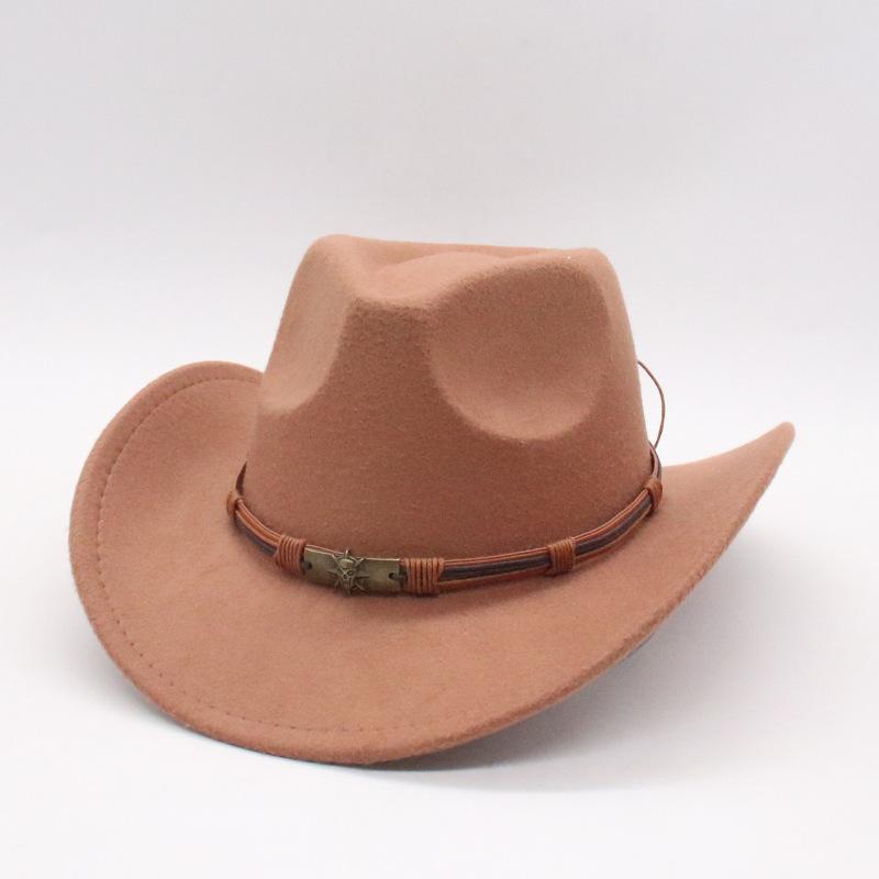 Western Cowboy Woll-Cowboy-Zylinderhut für Herren und Damen mit gekrempter Krempe, Ritterhut, Jazzhut, Filzhut