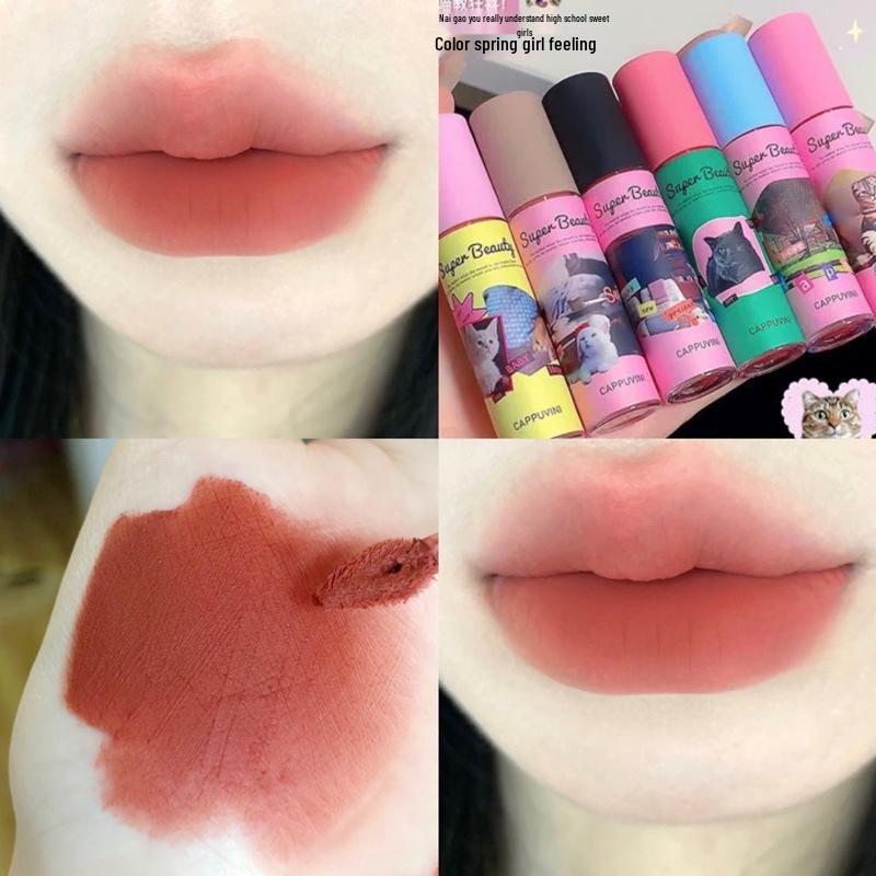 Cappuvini Cat Lip Mud: Matte Soft Mist Lip Cream - Affordable Student-Friendly Lipstick