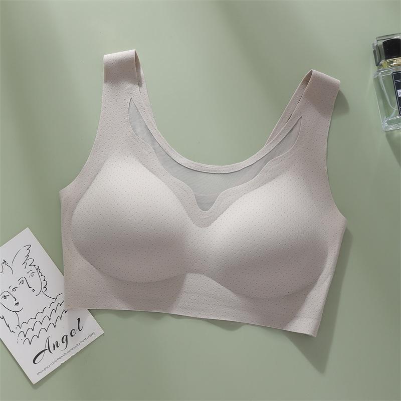 Thin Breathable and Seamless Underwear In Summer, Women Gather and Support Secondary Breasts, Anti-sagging, No Steel Ring Sports Vest, Bra
