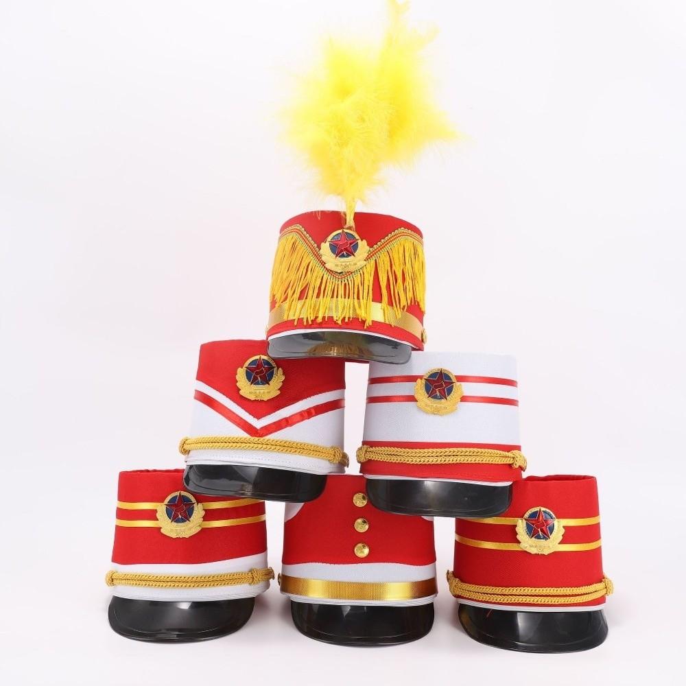 Striped Drum Band Hat Kids Guard Parade Cap Stylish Drummer Hat Halloween Theme