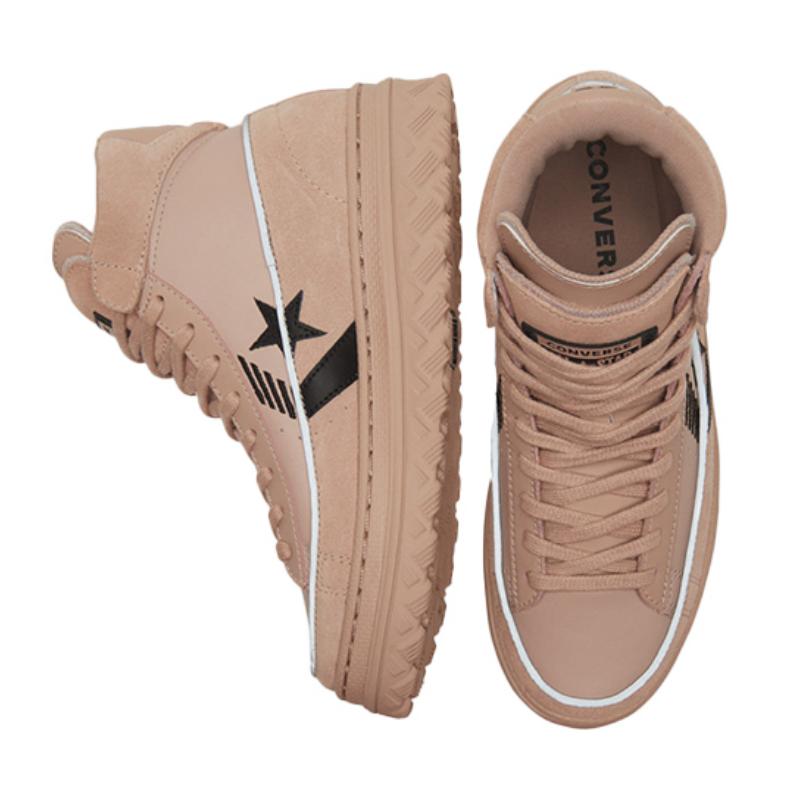 Converse Cons Pro Leather Round Toe High Top Basketball Shoes Unisex Lotus Root Powder
