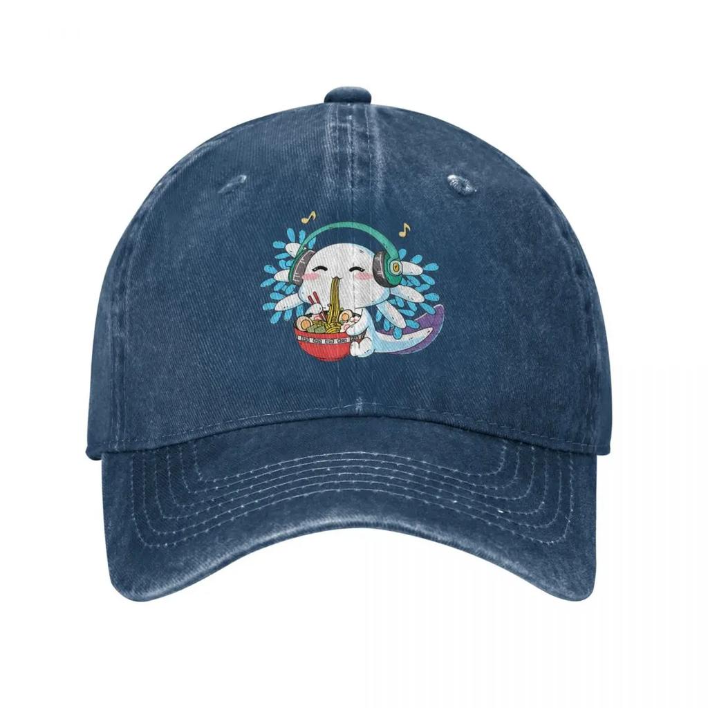 Vintage Cute Axolotl RaUnisex Baseball Cap Unisex Style Distressed Washed Snapback Hat Animal Outdoor Running Golf Gift Hats Cap