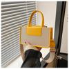 Vintage Multicolor Canvas Faux Leather Tote Bag For Women Commuter Shoulder Crossbody Bag With Detachable Strap For Office