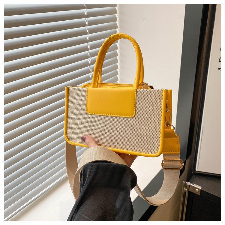Vintage Multicolor Canvas Faux Leather Tote Bag For Women Commuter Shoulder Crossbody Bag With Detachable Strap For Office