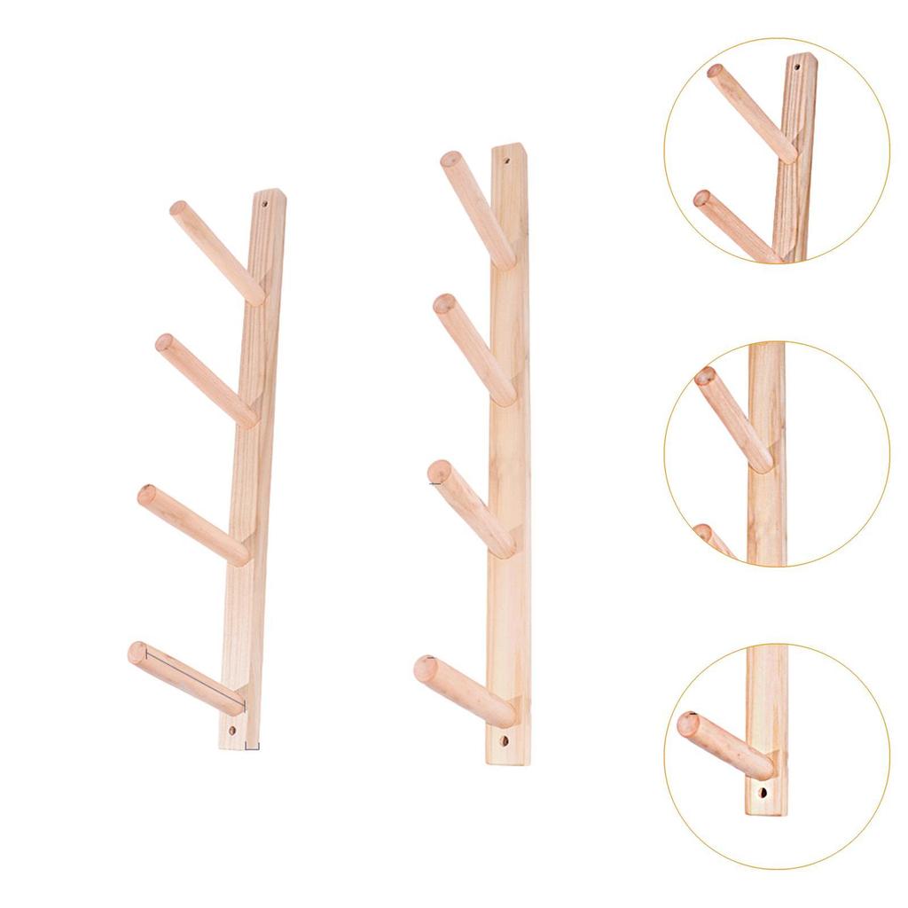 2x Wood Yoga Mat Storage Rack Wall Hooks Lightweight Workout Equipment Weight Stand Yoga Mat Organizer Holder for Foam Roller