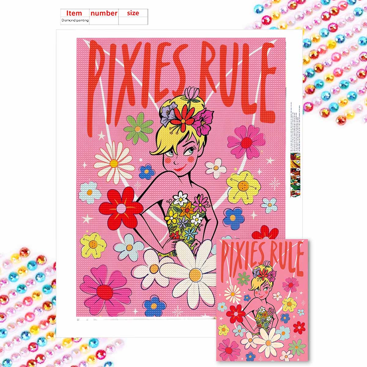 

Full Round Diamond Painting Flower Fairy At The Picnic Art Rhinestone Picture Mosaic DIY 5D Cross Stitch Embroidery Home Decoration Round 20x30cm