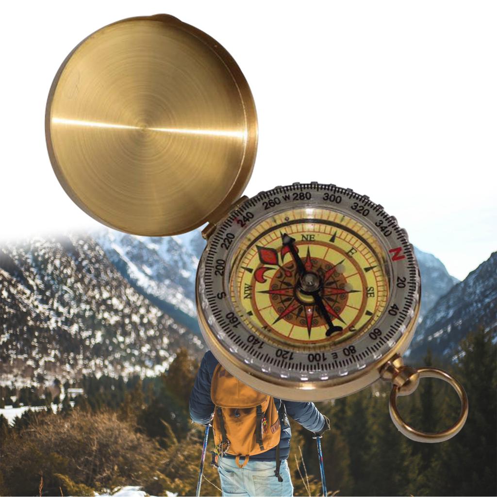 Outdoor Camping Pocket Compasses with Cover Coppers Luminously Compasses Portable Navigation Tool Travel Gift