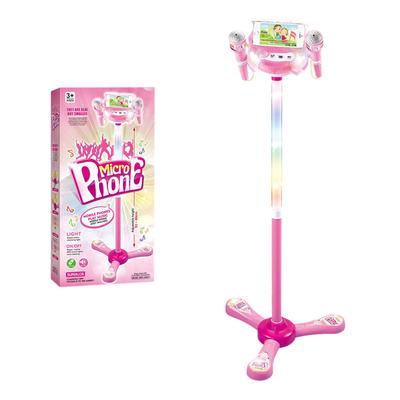Kids Karaoke Machine With 2 Microphones Adjustable Stand Music Play Toys Set
