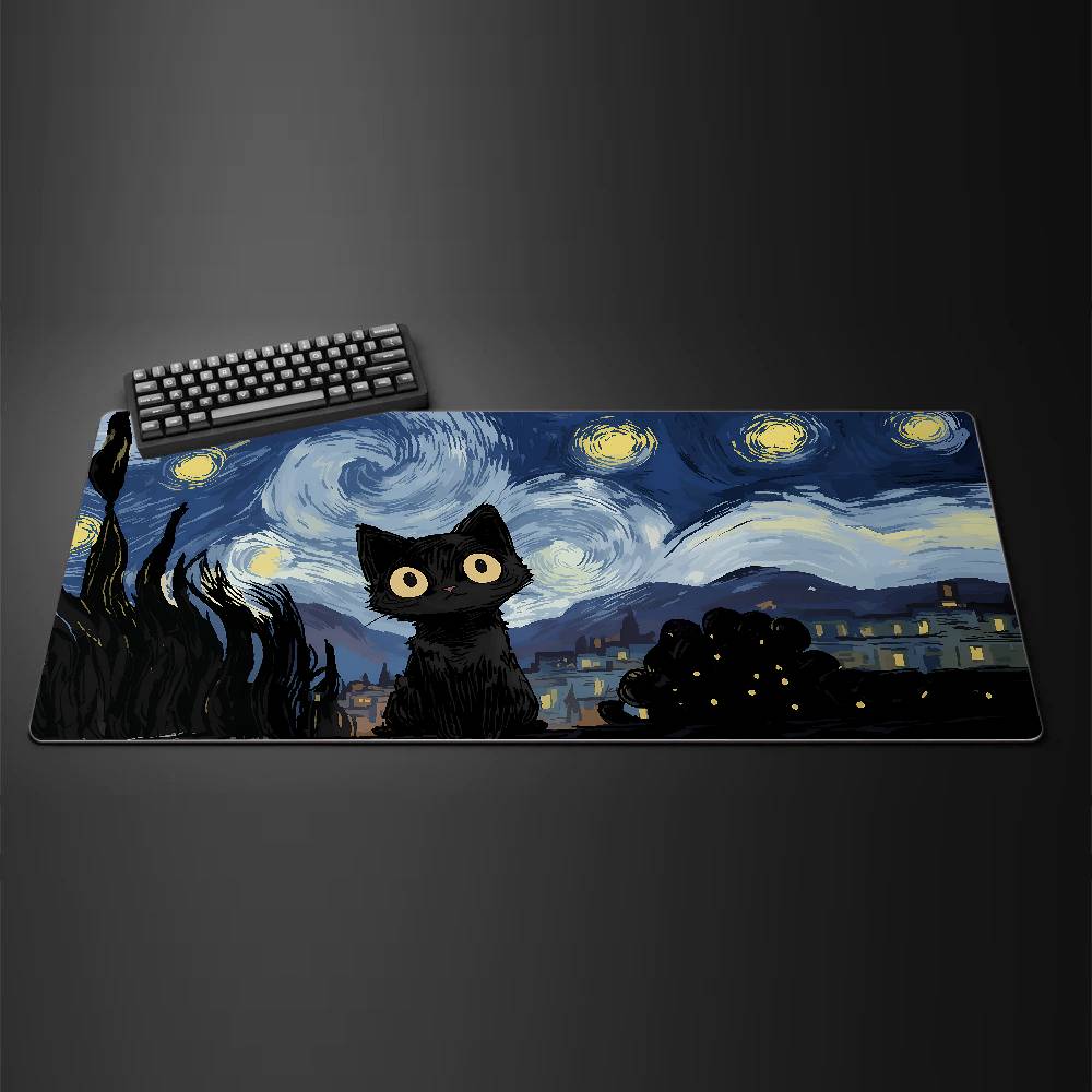 Cartoon Creepy Cat Mouse Pad Non-slip Rubber Gamer Balance Computer Mat Decoracion Deskmat Laptop Office Large