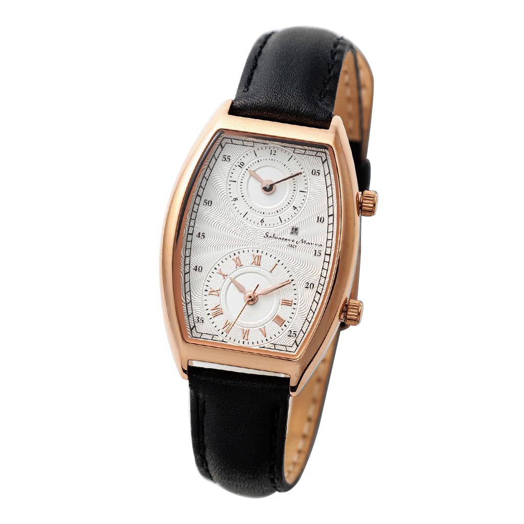 

Genuine Salvatore Marra Watch Salvatore Mara Daily Waterproof Tonneau Case Dual Time PGWHBK SM23107-PGWHBK [Item]
