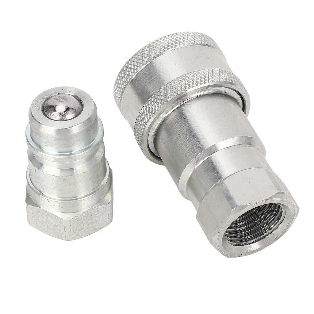 2 Pcs 12in NPT Hydraulic Coupler Male and Female ISO 7241A Hydraulic Quick Connect Coupling with