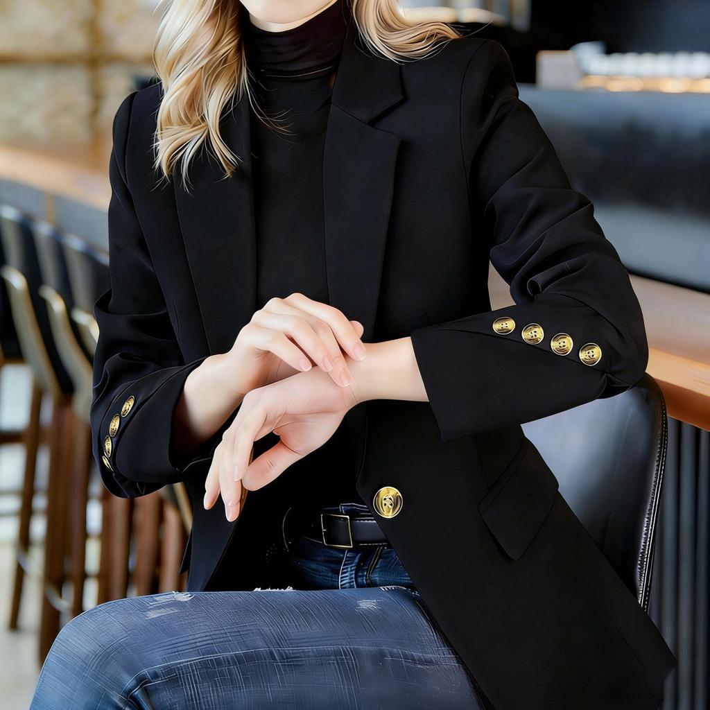 Women's Casual Slim Fit Jacket with Long Sleeves for and Everyday Wear