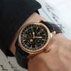 Salvatore Marra Men's Limited Edition Moon Phase Multi-Calendar Watch with 5 ATM Water Resistance, Leather Strap, Pink Gold and Black, SM24110-PGBK