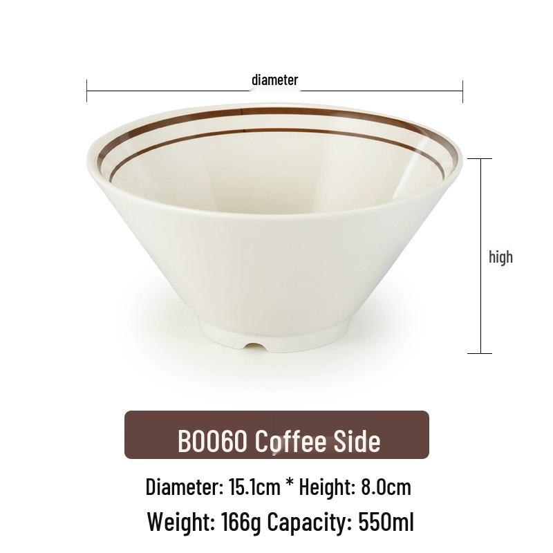 Pink Melamine Ramen Bowl - Creative Conical Hat Design, Imitation Porcelain, Large for Beef Noodle Soup and Mala Tang.