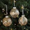 Christmas Ball Ornament Faux Pearl Glittery Tree Decoration Festive Hanging Baubles with Rope Party Decor