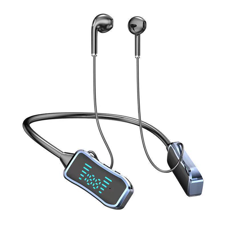 Noise-Cancelling Neckband Bluetooth Earphones with Large Battery & LED Display