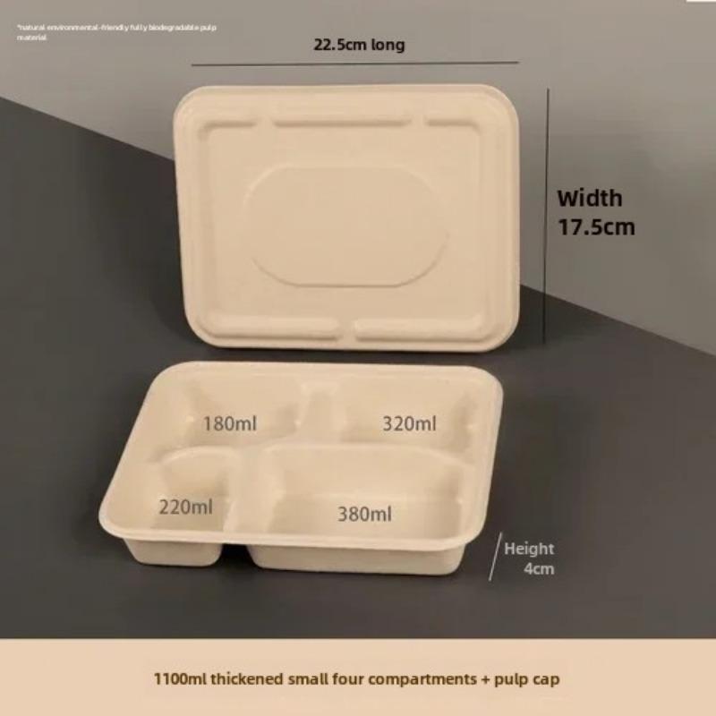 Caja de embalaje desechable para entrega dividida, 10 unidades, gran capacidad, papel de cuadrícula múltiple, cajas para el almuerzo, respetuosas con el medio ambiente, para microondas