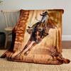 Bohemian Prescott Rodeo Cowboy Poster Yellow Plush Blanket, Durable Warm Throw for Outdoor Fun, Comfortable Throw for Daybed and Armchair