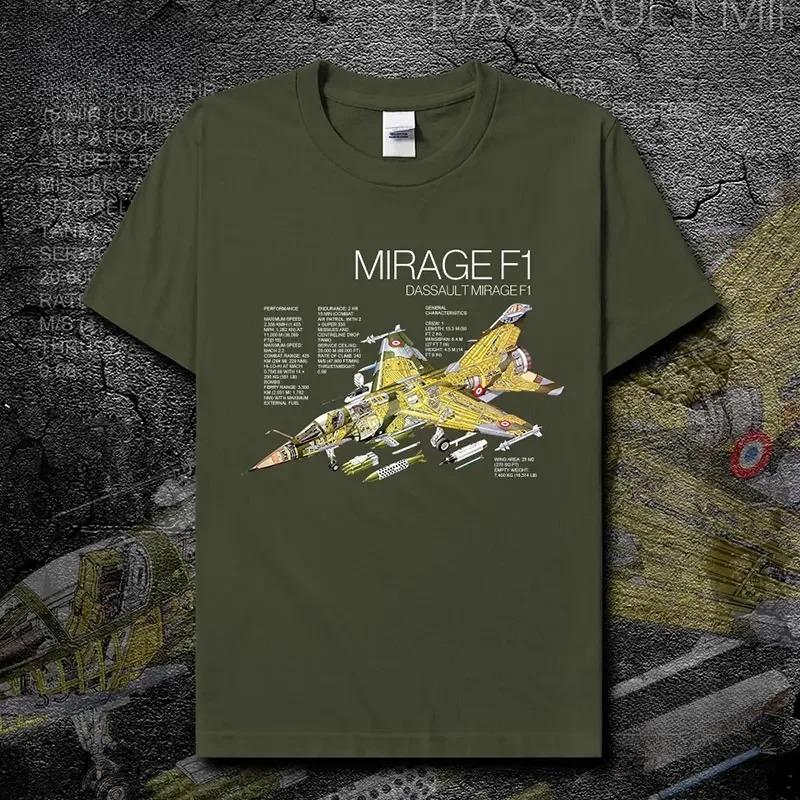 Francie F1 Mirage Fighter Tričko s potiskem nákresu 100% bavlna Kulatý výstřih Krátký rukáv Letní Ležérní Pánské Tričko Streetwear