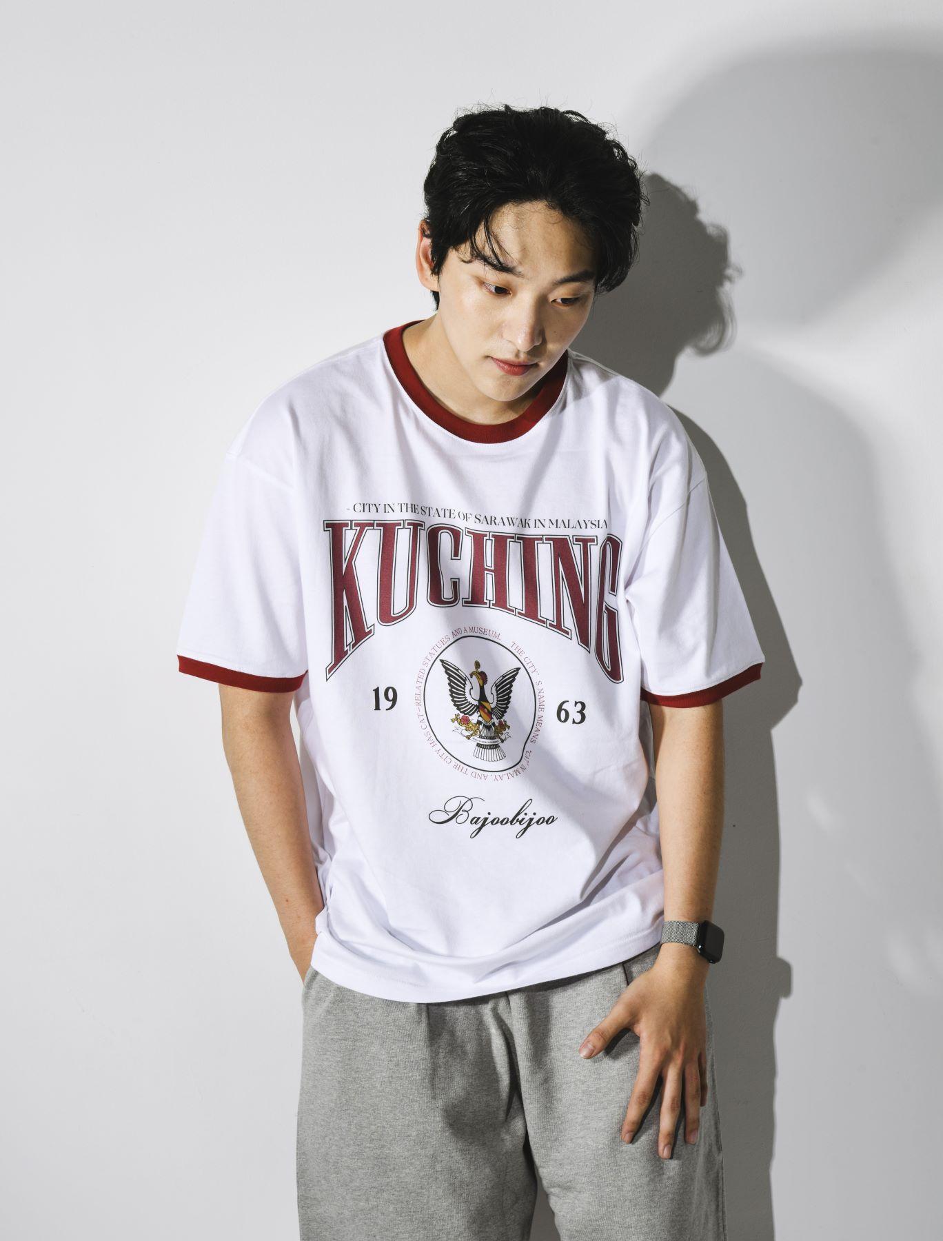 Bajubiju Kuching Ringer T-Shirt [White-Red] M