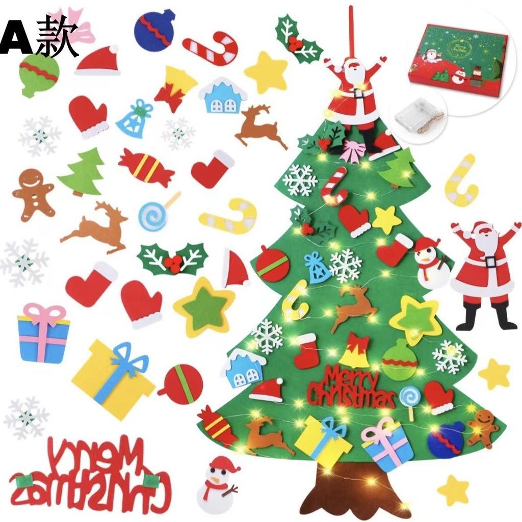 DIY Felt Christmas Tree Christmas Decoration for Home Navidad 2025 New Year Christmas Ornaments Santa Claus Xmas Kids Gifts