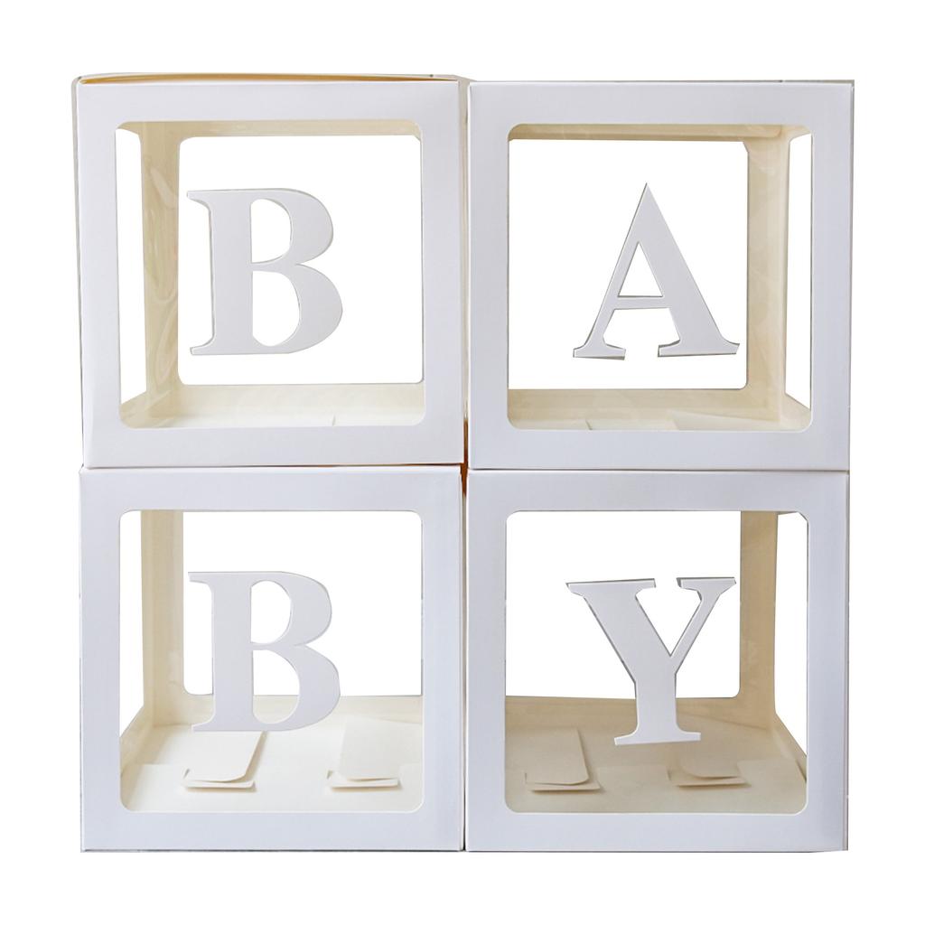 Baby Boxes with Letters 4pcs Love Boxes for Gender Reveal Birthday Wedding Baby Shower Decorations Kid Boys Girls Gift