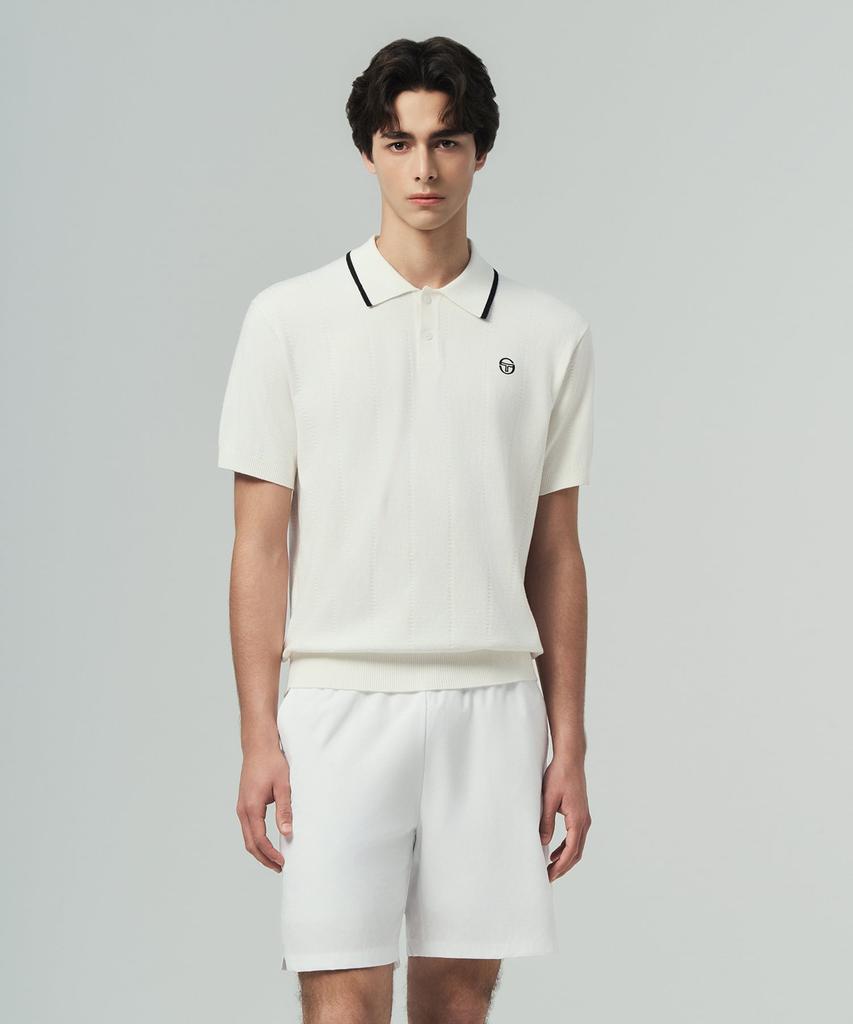 SERGIO TACCHINI M Small Cable Short Sleeve Polo (White)