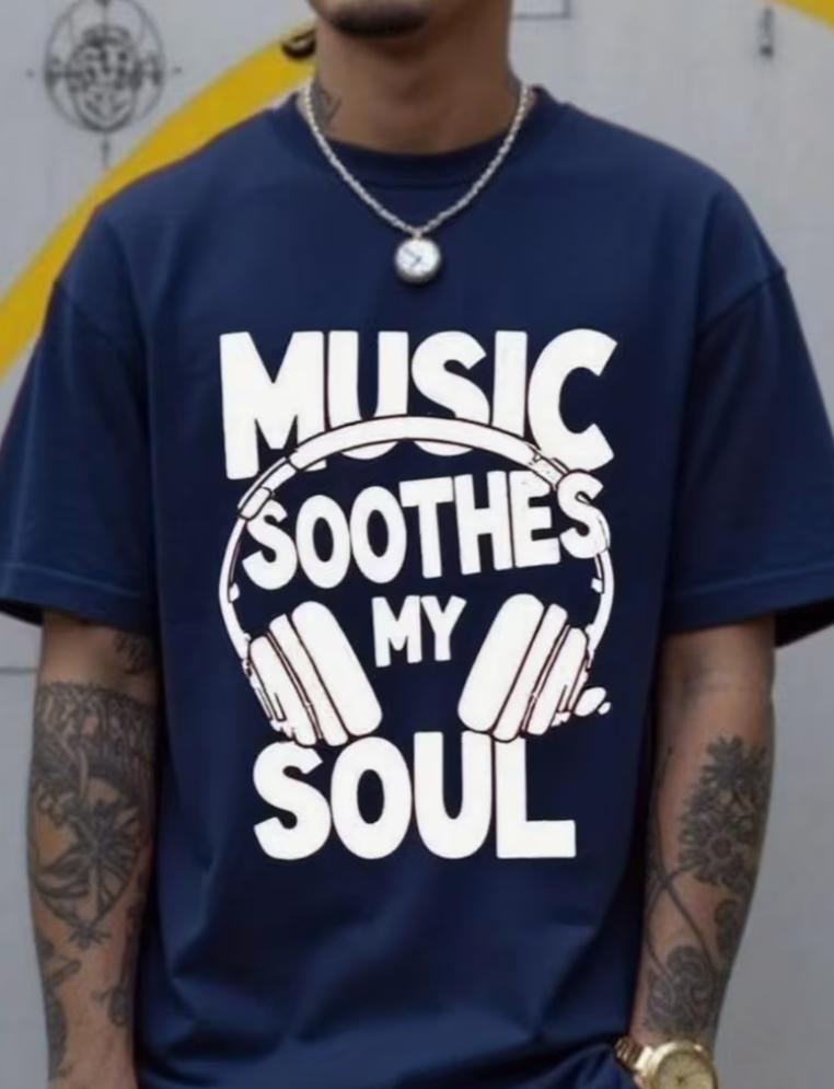 Music Soothes My Soul Printed Unisexs Colorful Summer Crew Neck Tshirt Tshirt Fashion Printed Tshirt And Soft Valentines Day